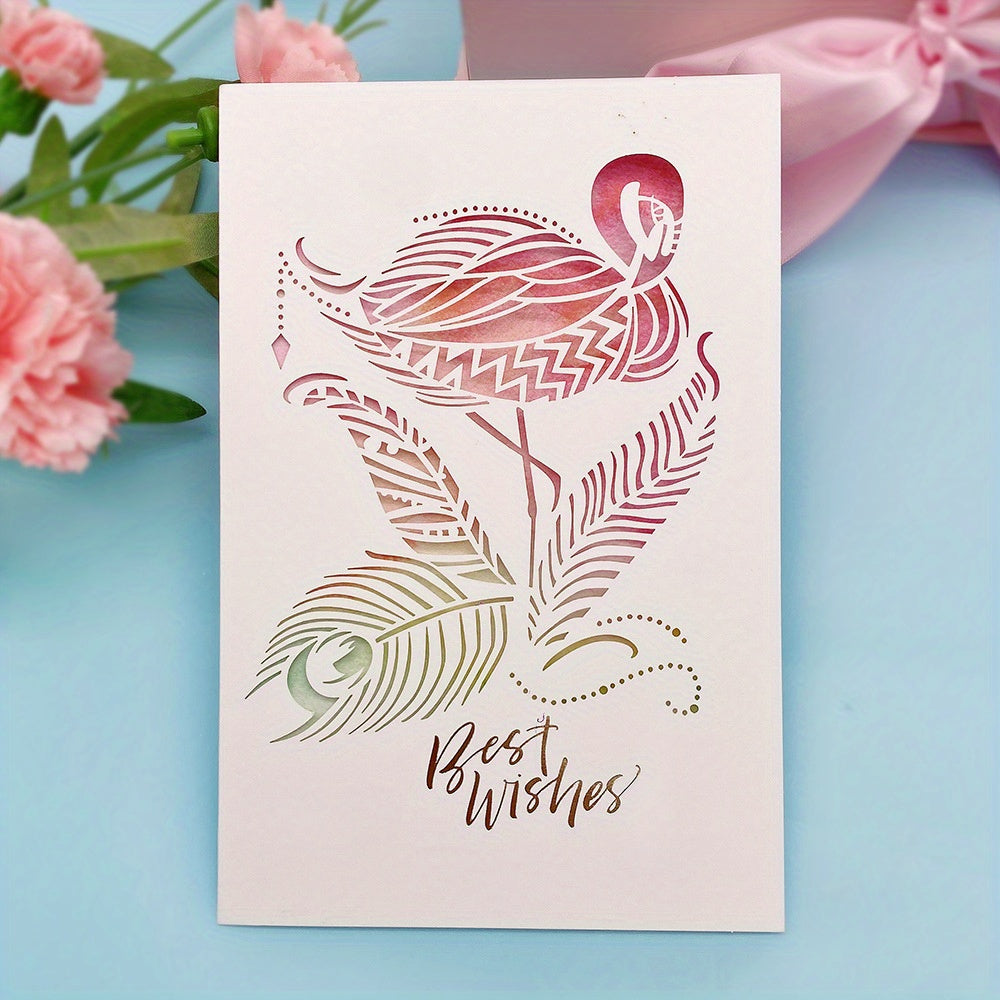 Romantic Hollow Out Greeting Card - Modern Paper Carve Blessing Message Card