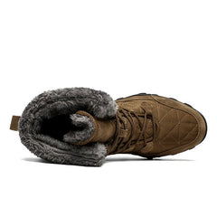 EXSHERO Men's Snow Boots Warm Fleece Outdoor Hiking Light Brown Winter