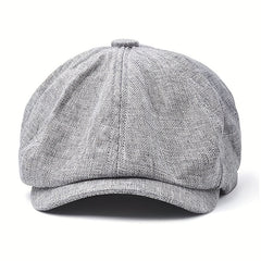Linen Adjustable Newsboy Cap for Men's Dad Spring Autumn