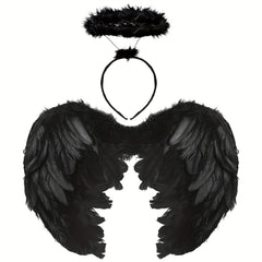 Halloween Angel Wings Costume Ladies With Halo Angel Wings