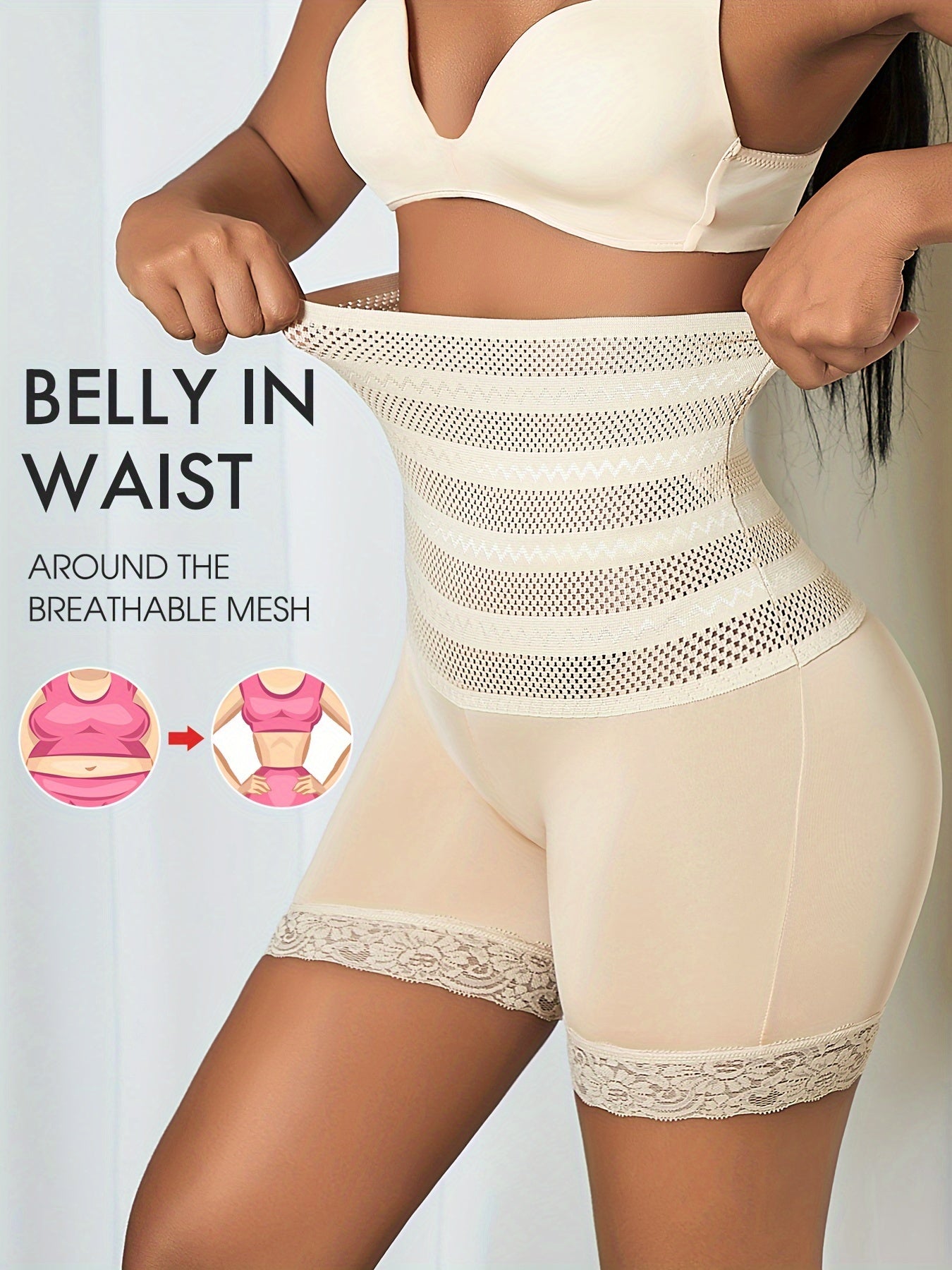 Lace Trim Shaping Panties High Waist Tummy Control Compression Panties