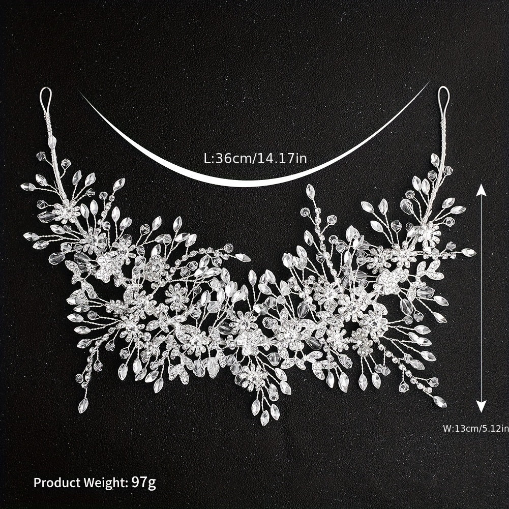 Bridal Rhinestone Flower Headband Set