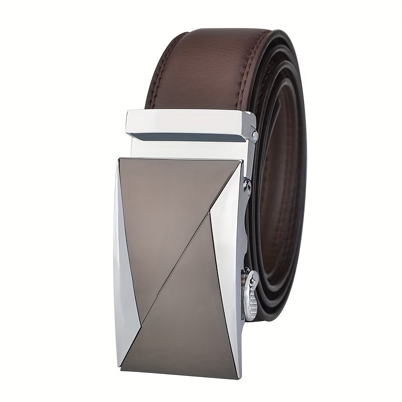 Men's Leather Belt with Metal Automatic Buckle