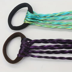 Colorful Ponytail Wig Hair Extension 6pcs Set Girls Hair Tie Accessory