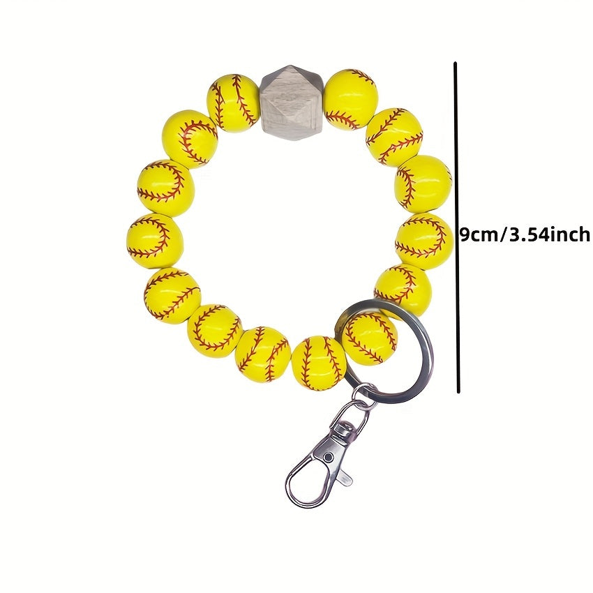 Sports Beaded Keychain Bracelet Baseball Volleyball Basketball Soccer Ten