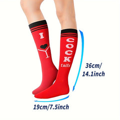 3 Pairs Men's Compression Letter Pattern Graphic Crew Socks