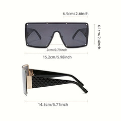 Oversized Rivet Ombre Lens Shield Sunglasses UV400