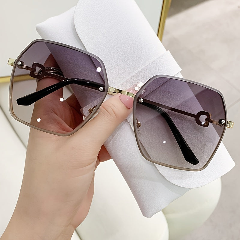 Square Rimless Sunglasses Women Gradient Lens
