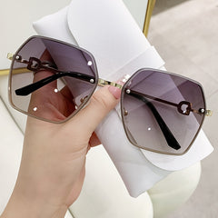 Square Rimless Sunglasses Women Gradient Lens