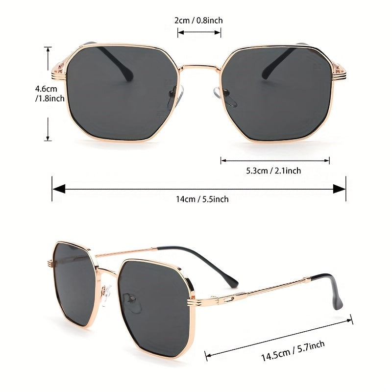 Metal Geometric Frame Sunglasses Vintage Hollow Temple UV400