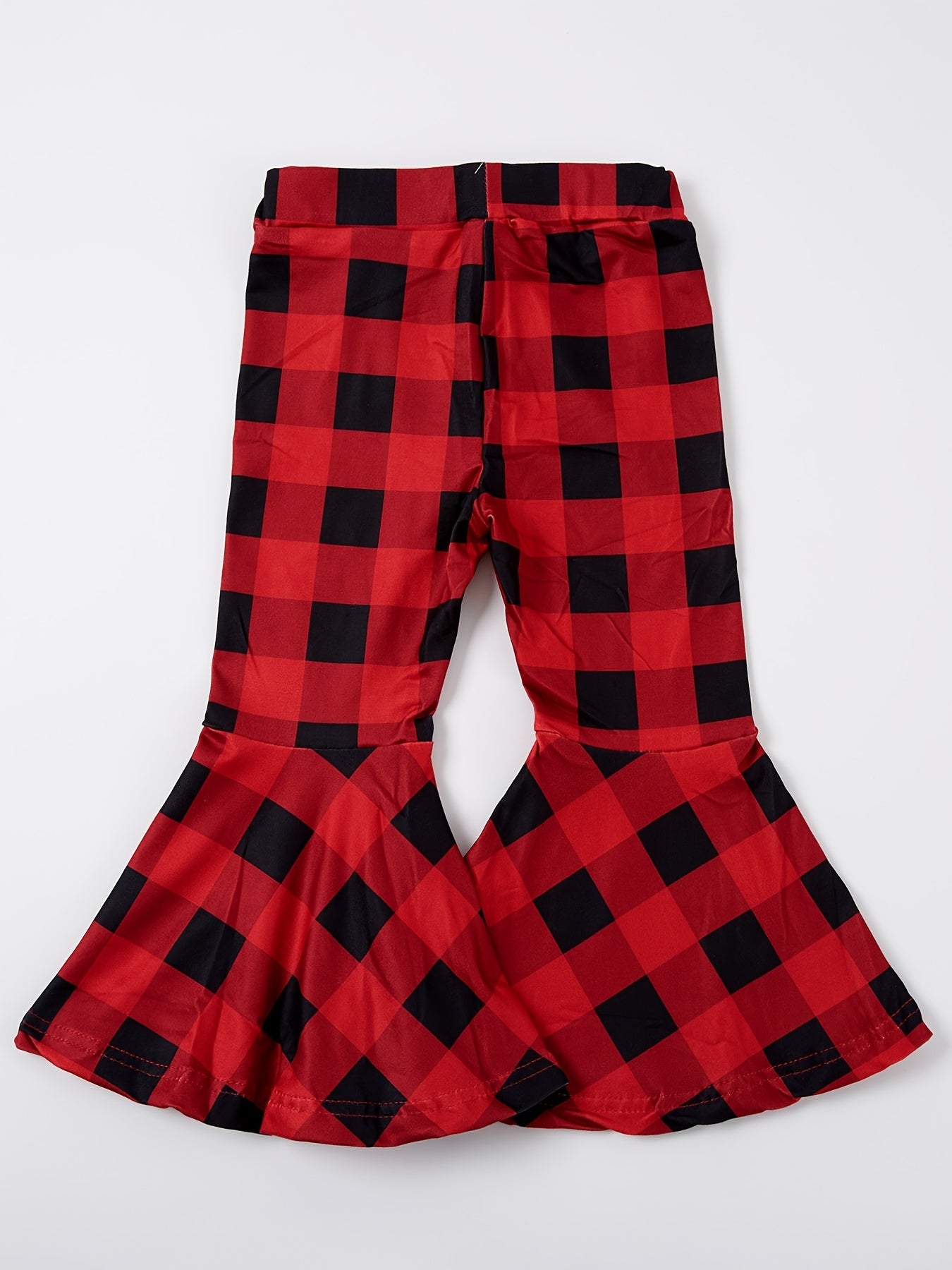 Baby Girls Leopard Plaid Print Flare Leg Pants Elastic Waist Pants
