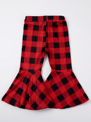 Baby Girls Leopard Plaid Print Flare Leg Pants Elastic Waist Pants
