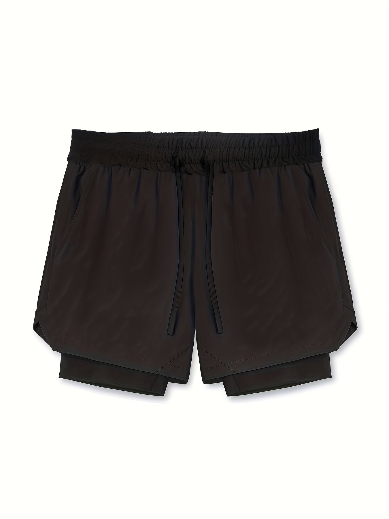 Men's 2-Layer Gym Running Shorts with Pockets Quick Dry Workout Shorts