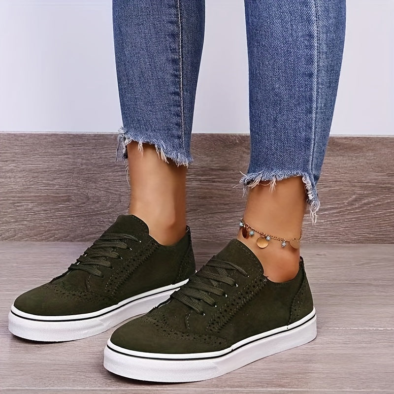 Women's Non Slip Lace Up Flat Sneakers Daily Outdoor Shoes