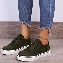 Women's Non Slip Lace Up Flat Sneakers Daily Outdoor Shoes