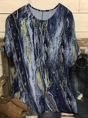Tie Dye Drop Shoulder Round Neck Blouse