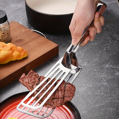 Stainless Steel Steak Clamp Grilling Tongs for Flipping Frying Food