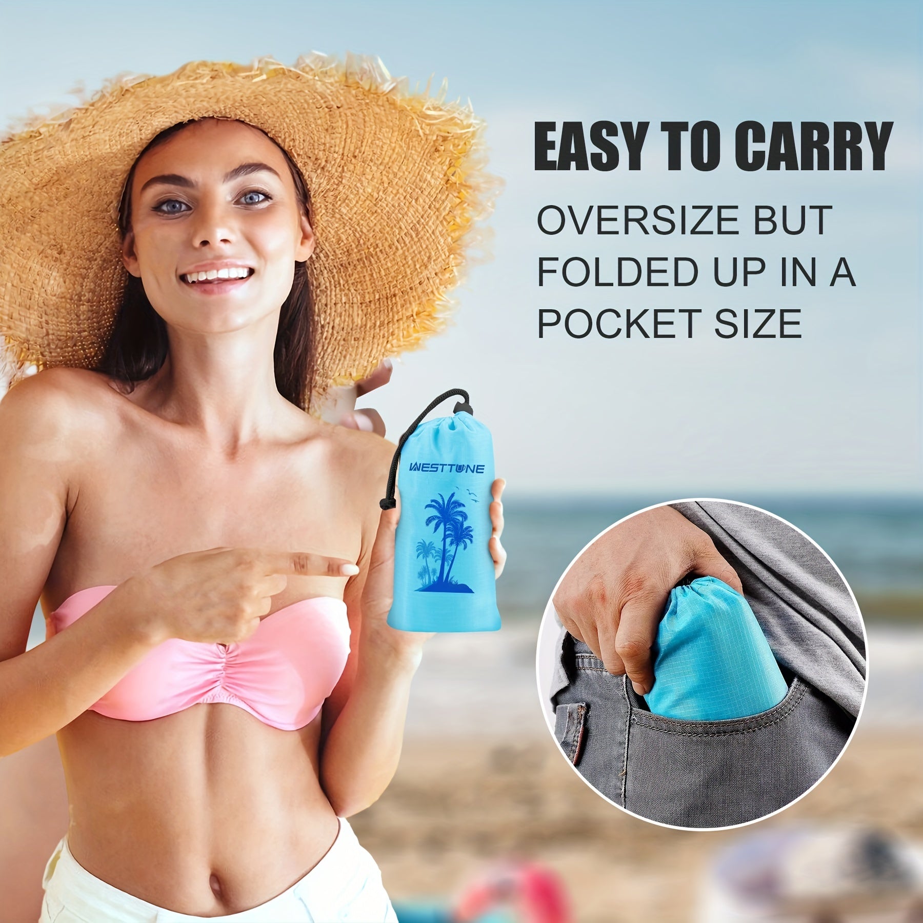 Waterproof Beach Blanket 200 X 210 - Travel Camping Picnic Mat