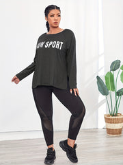 Women's Letter Print Long Sleeve Yoga T shirt