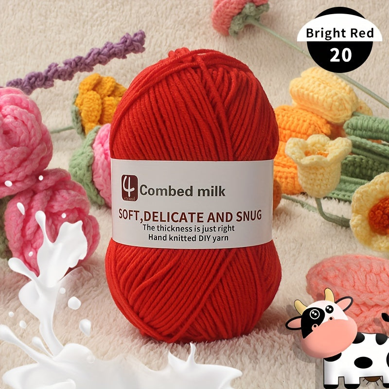 3pcs Hand Knitted DIY 4 strand Wool Yarn Soft Warm Yarn For Crocheting Hat