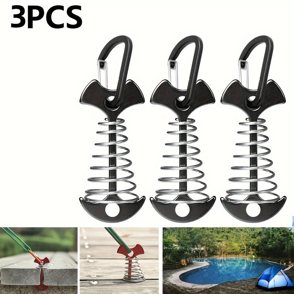 3pcs Lengthened Deck Anchor Pegs & Spring Buckle for Tent