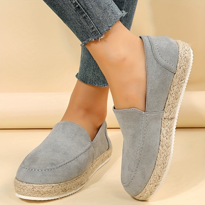 Women's Solid Flat Loafers Slip On Espadrille Shoes Lightweight & Comfortable