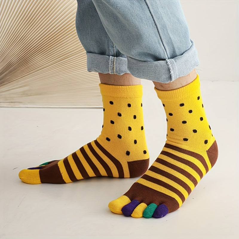 Striped Cotton Toe Socks for Sports, 1 Pair
