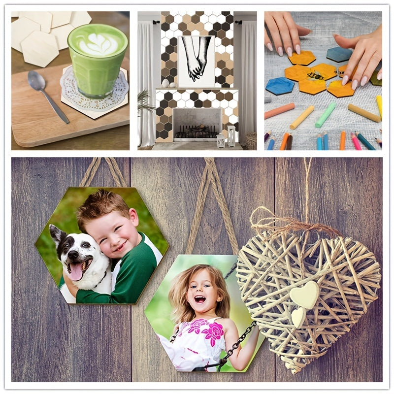 20pcs Wooden Hexagons for Painting Decoration
