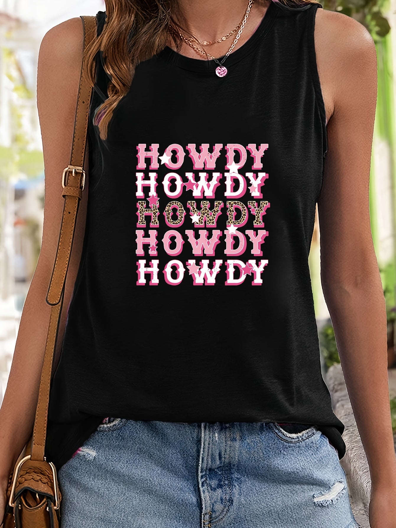 Howdy Letter Pattern Stretchy Sports Vest Women's Activewear
