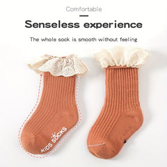 Girls Lace Trim Short Crew Socks Breathable Comfortable Princess Socks