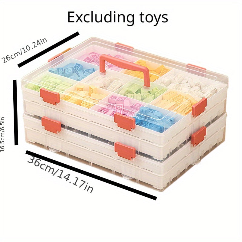 Pink Building Block Storage Box With Lid&grids Large Storage Box
