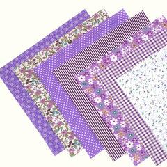 7pcs Purple Square Quilted Cotton Patch Fabric Bundle DIY Handcraft Sewing