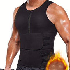 Men's Neoprene Sauna Vest Zipper Sweat Tank Top for Weight Loss