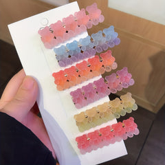 10pcs Baby Girls Gradient Bear Pattern Hair Clip Headwear