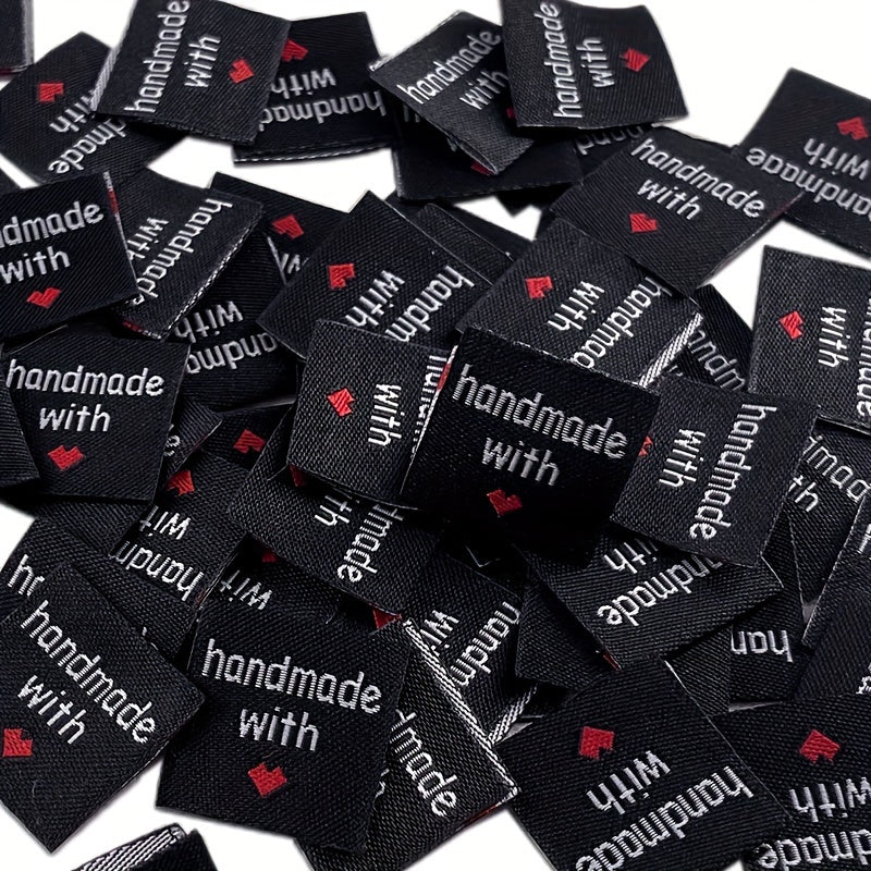 50pcs Personalized With Love Woven Sewing Labels - Double sided