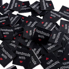 50pcs Personalized With Love Woven Sewing Labels - Double sided