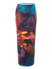 Tie Dye Maxi Slim Skirt Casual Beach Wear