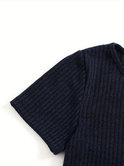 Ribbed Lounge Set Short Sleeve Crew Neck Top & Pants