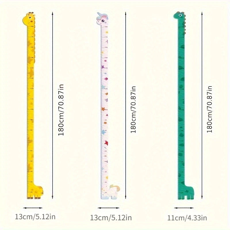 Cartoon Animal Print Height Chart Wall Decal PVC Growth Measuring Stick