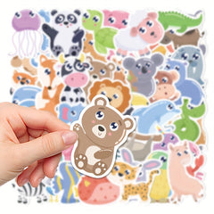 52 Cartoon Animal Stickers Waterproof for Laptop Phone Case Decoration
