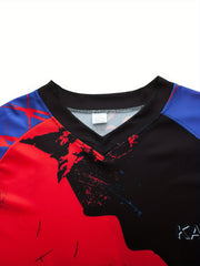 Men's Paint Splatter Pattern Print V Neck Tee for Spring Fall