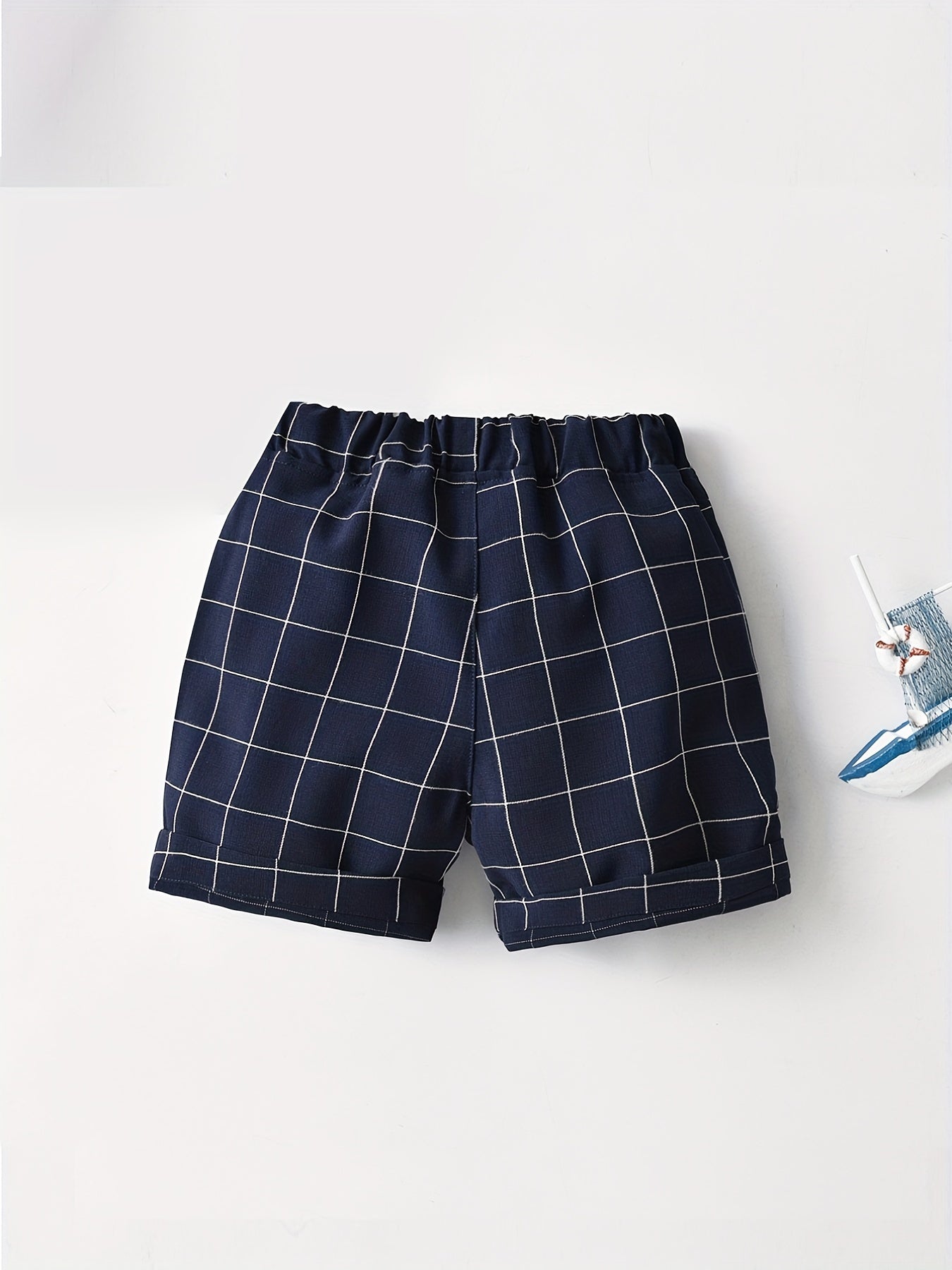 Boys Plaid Elastic Waist Shorts for Summer Party