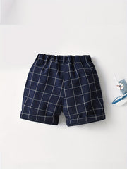 Boys Plaid Elastic Waist Shorts for Summer Party