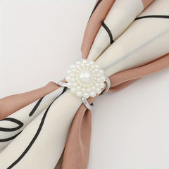 Scarf Ring Faux Pearl Rhinestone Decor Shawl Clip Hijab Buckle Women Accessories