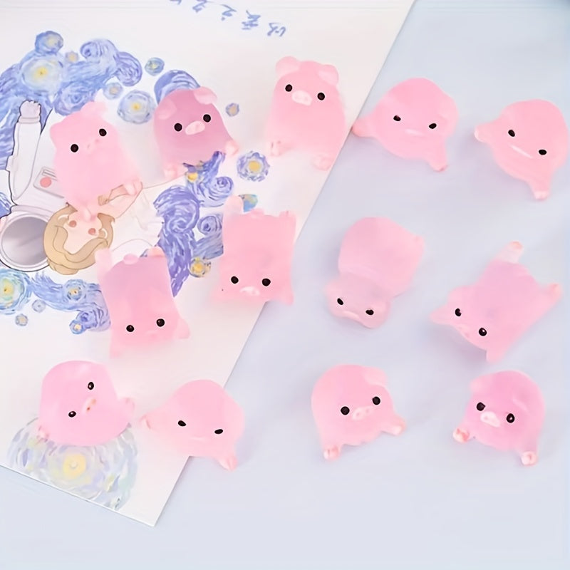 6pcs Glow Dark Piglet Garden Decoration Outdoor Home Holiday Decor