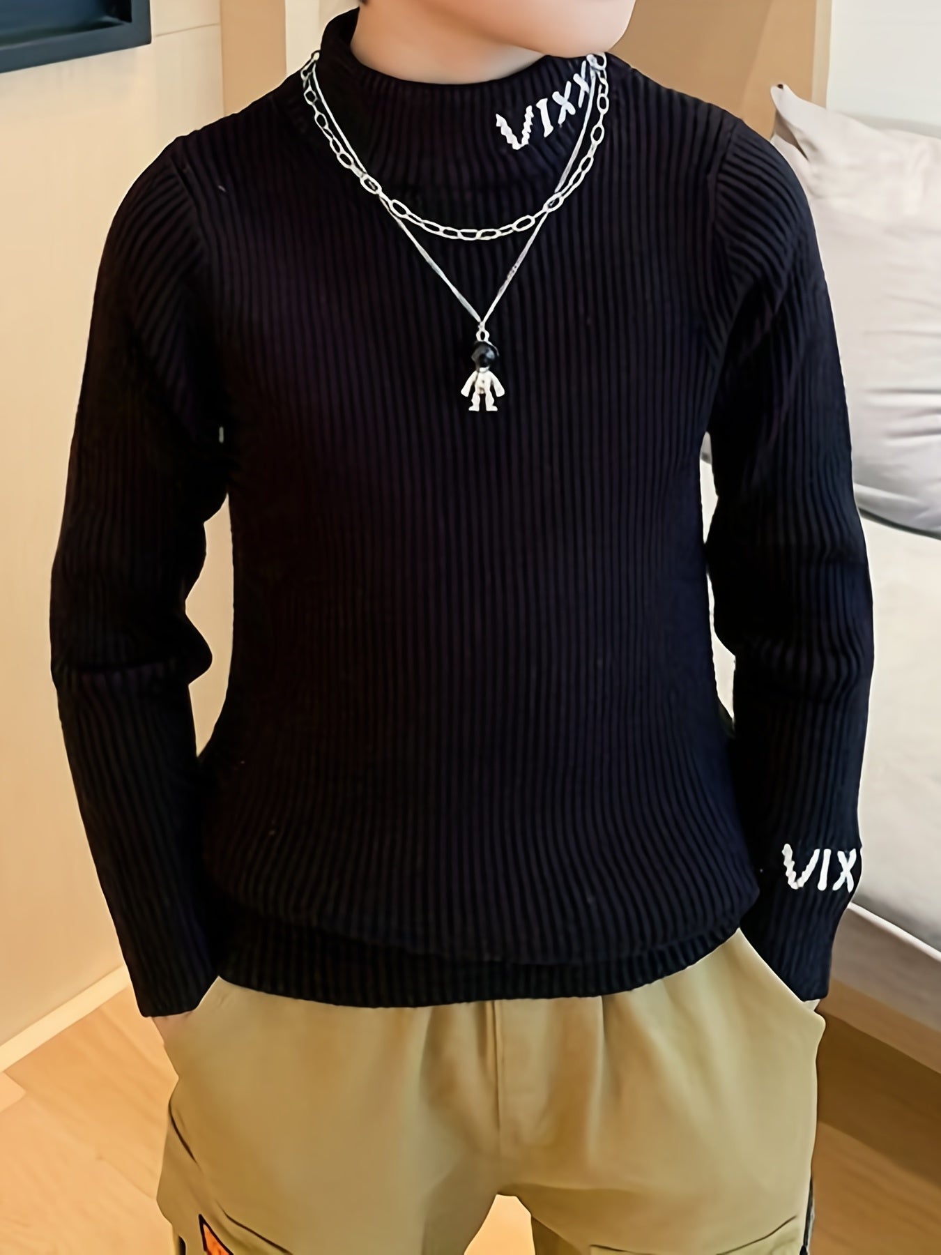 Boys Turtleneck Thick Sweater Long Sleeve Knit Pullover Top Outdoor