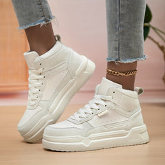 Women's Faux Leather Chunky Sneakers Casual Wear Resistance Non Slip Shoes