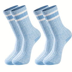 Striped Crew Socks Comfy & Breathable Women's Stockings