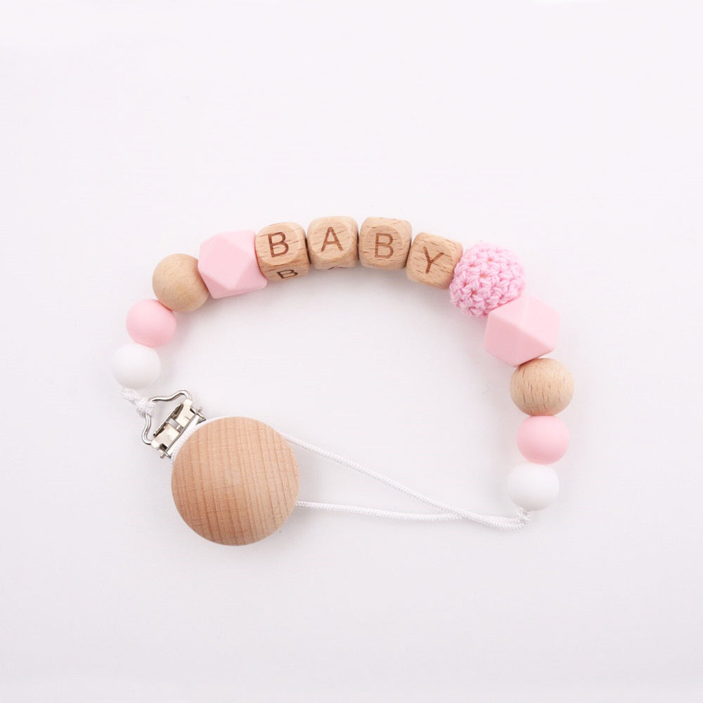 Beech Wood Clip Silicon Pacifier Chain for Mother and Baby