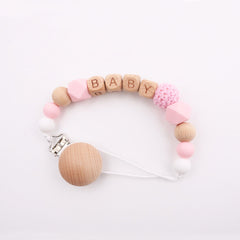 Beech Wood Clip Silicon Pacifier Chain for Mother and Baby